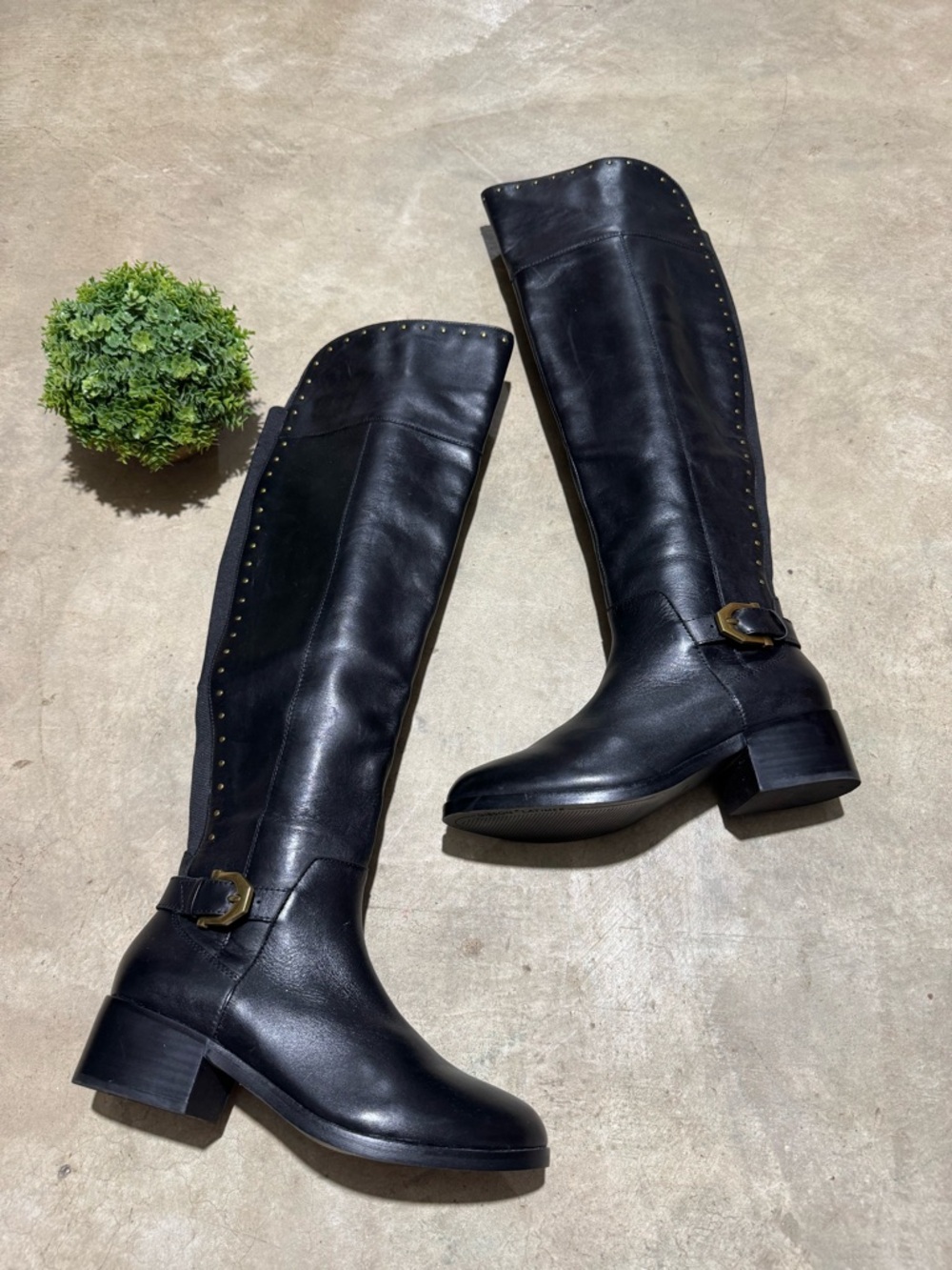 Gibson Latimer Sierra Black Leather Boots Sz 7 Rodding‎ Equestrian Over the Knee